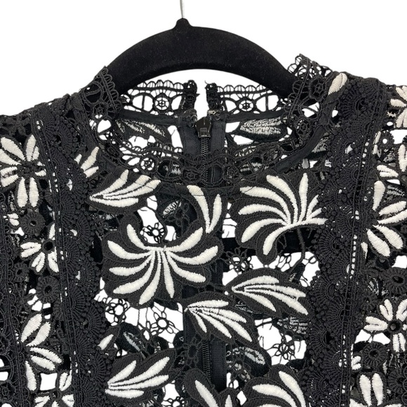 Self Portrait Antoinette Floral Guipure Lace Long Sleeve Mini Dress size 6 - Picture 13 of 16